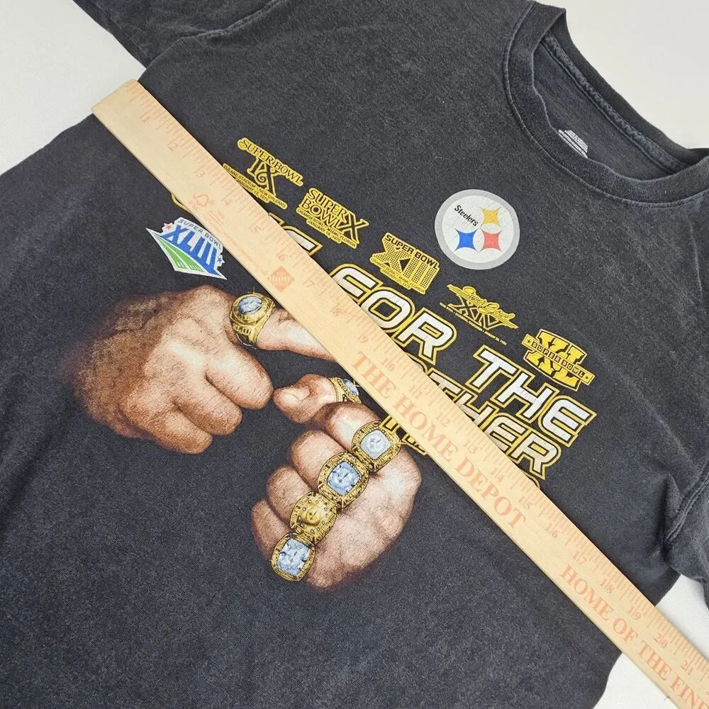 Pittsburgh Steelers Super Bowl Rings T-Shirt Men's M Black Six Championships
